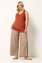 YOURS Plus Size Burnt Orange V-Neck Vest Top | Yours Clothing 1
