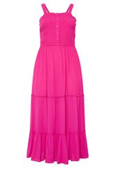 YOURS Curve Pink Shirred Placket Dress