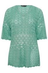 YOURS Curve Blue Crochet Tunic Top