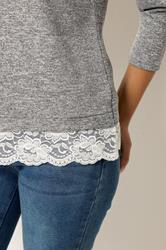 M&Co Petite Grey Lace Hem Top | M&Co 4