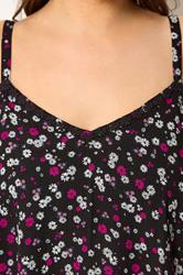 YOURS Plus Size Black Floral Trim Cami Vest Top | Yours Clothing 4
