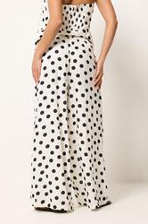 PixieGirl Petite Women's Set White Polka Dot Bandeau Top & Wide Leg Trousers | PixieGirl 5