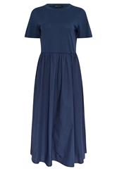 M&Co Navy Blue Short Sleeve Cotton Midi Dress | M&Co 5