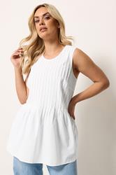 YOURS Plus Size White Pleated Peplum Cami Vest | Yours Clothing 3