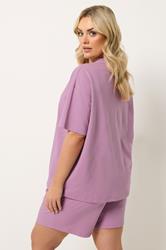 YOURS Plus Size Set Purple Sweat T-Shirt & Short | Yours Clothing 2