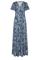 LTS Tall Dark Blue Abstract Wrap Maxi Dress