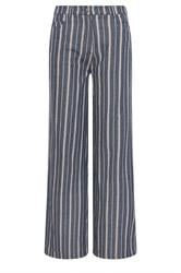 LTS Tall Women's Denim Blue Stripe Cotton Wide Leg Jeans | Long Tall Sally 6