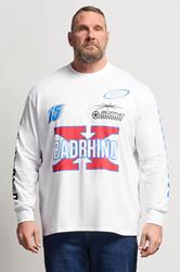 BadRhino Big & Tall White Long Sleeve Racing Graphic T-shirt | BadRhino 3