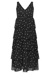 PixieGirl Petite Women's Black Polka Dot Chiffon Midi Dress | PixieGirl 6