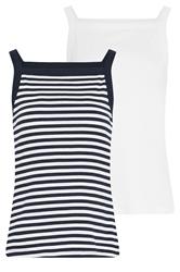 LTS Tall 2 PACK White Stripe High Neck Ribbed Vest