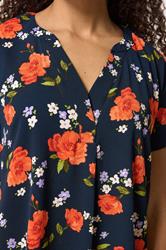 M&Co Blue Floral Notch Neck Midi Dress | M&Co 4