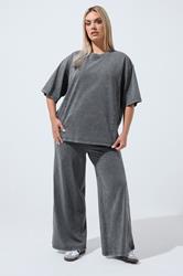 LIMITED COLLECTION Plus Size Grey Acid Wash Wide Leg Trousers | Yours Clothing 3