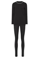 LTS Tall Set Women's Black Cotton Active Piped Long Sleeve Top & Leggings | Long Tall Sally 9