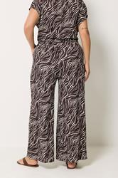 YOURS Plus Size Brown Zebra Crinkle Wide Leg Trousers | Yours Clothing 2