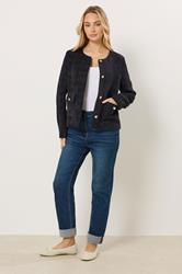 M&Co Navy Blue Boucle Button Up Jacket | M&Co 2