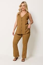 YOURS Plus Size Natural Brown Textured Waistcoat | Yours Clothing 1