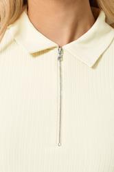 LTS Tall Women's Yellow Half Zip Ribbed Cotton Collared Top | Long Tall Sally 5