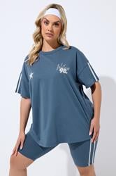 YOURS ACTIVE Plus Size Blue 'Wellness Studio' T-Shirt | Yours Clothing 1
