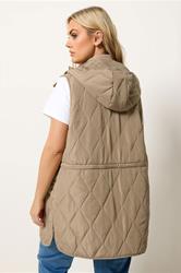 YOURS Plus Size Natural Brown Quilted Gilet | Yours Clothing 2