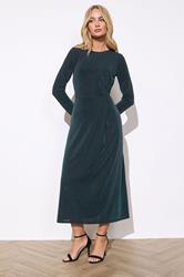 M&Co Teal Green Metallic Twist Front Midi Dress | M&Co 1