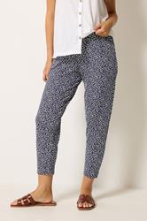 M&Co Navy Blue Abstract Print Cropped Hareem Trousers | M&Co 3