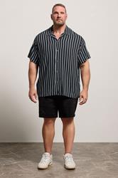 JACK & JONES Big & Tall Black Stripe Resort Shirt | BadRhino 1