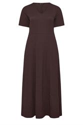 YOURS Curve Chocolate Brown Textured Maxi Dress