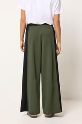 PixieGirl Petite Women's Khaki Green Side Panel Wide Leg Trousers | PixieGirl 2