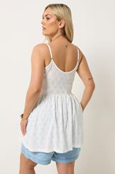 YOURS Plus Size White Broderie Anglaise Peplum Top | Yours Clothing 2