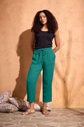 M&Co Teal Green Cropped Linen Trousers | M&Co 3