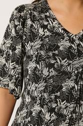 YOURS Plus Size  Black Palm Leaf Pleat Front Top | Yours Clothing 4