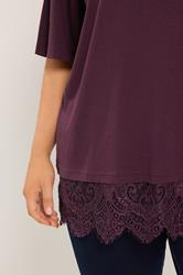 YOURS Plus Size Lace Hem Purple T-Shirt 4