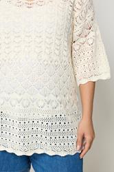 YOURS Plus Size Ivory White Crochet Crew Neck Top | Yours Clothing 4