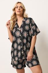 YOURS Plus Size Black Sun Print Crinkle Shirt | Yours Clothing 3