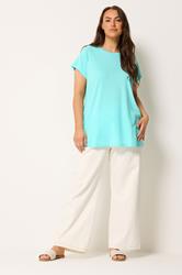 YOURS Plus Size Blue Core Basic T-Shirt | Yours Clothing 1