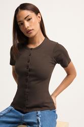 PixieGirl Petite Women's 2 PACK White and Chocolate Brown Ribbed Top | PixieGirl 1