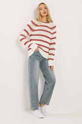 LTS Tall White & Red Stripe Knit Jumper | Long Tall Sally 2