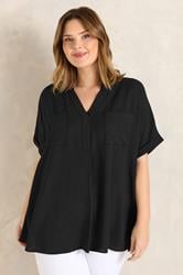 EVANS Plus Size Black Short Sleeve Utility Blouse | Evans  2