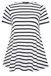 Yours Curve Black Stripe Swing T-Shirt