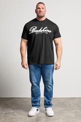 BadRhino Big & Tall Black Embroidered Script T-Shirt | BadRhino 1