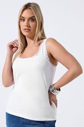 LIMITED COLLECTION Plus Size White Lace Trim Vest Top | Yours Clothing 3