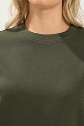 YOURS Plus Size Khaki Green Crew Neck Sweatshirt | Yours Clothing 4