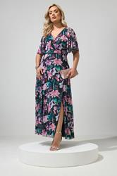 YOURS LONDON Plus Size Black Tropical Mesh Maxi Dress | Yours Clothing 3