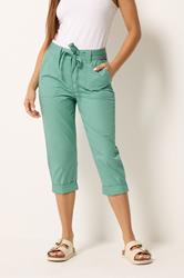 M&Co Green Cool Cotton Poplin Cropped Trousers | M&Co 3