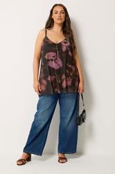 YOURS Plus Size Black Blurred Abstract Mesh Vest Top | Yours Clothing 2
