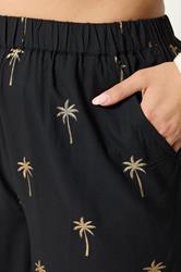 YOURS Plus Size Black Foil Palm Tree Beach Trousers | Yours Clothing 4