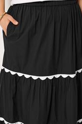 YOURS Plus Size Black Scallop Detail Maxi Skirt | Yours Clothing 4