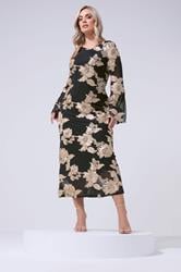 YOURS LONDON Plus Size Black Floral Applique Maxi Dress | Yours Clothing 1