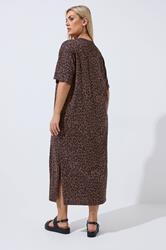 LIMITED COLLECTION Plus Size Chocolate Brown Leopard Maxi Dress | Yours Clothing 2