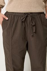 YOURS Plus Size Chocolate Brown Cool Cotton Barrel Leg Trousers | Yours Clothing 4